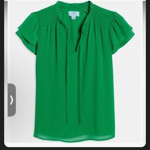 EUC Cece Kelly Green Medium flutter sleeve top